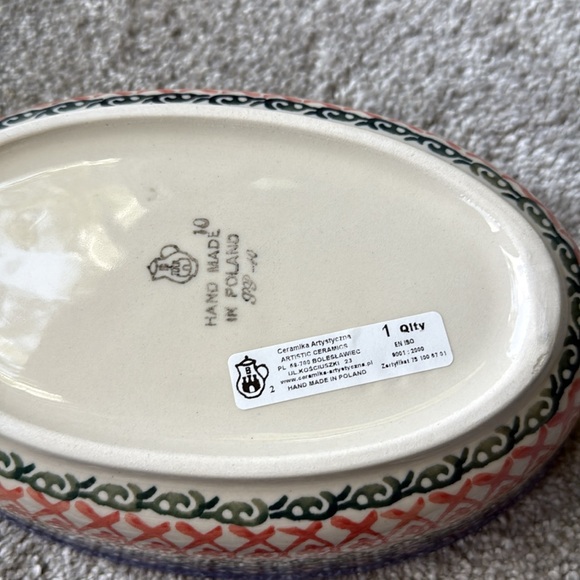 Ceramika Artystyczna- Colorful Ceramic Oval Dishes, Hand Made in Poland Set of 2 - Picture 5 of 11